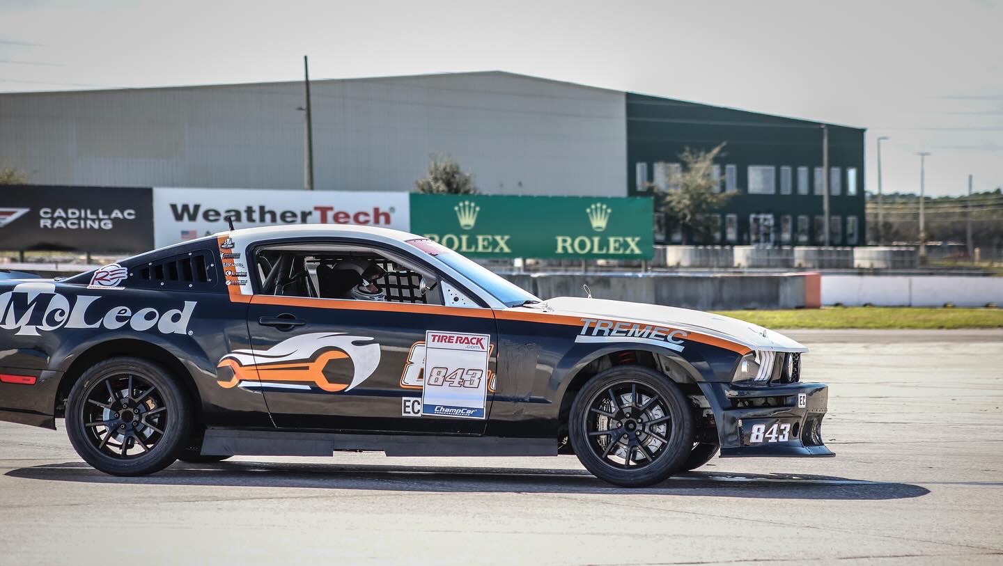 The No. 843 ChampCar Mustang on track during an endurance race