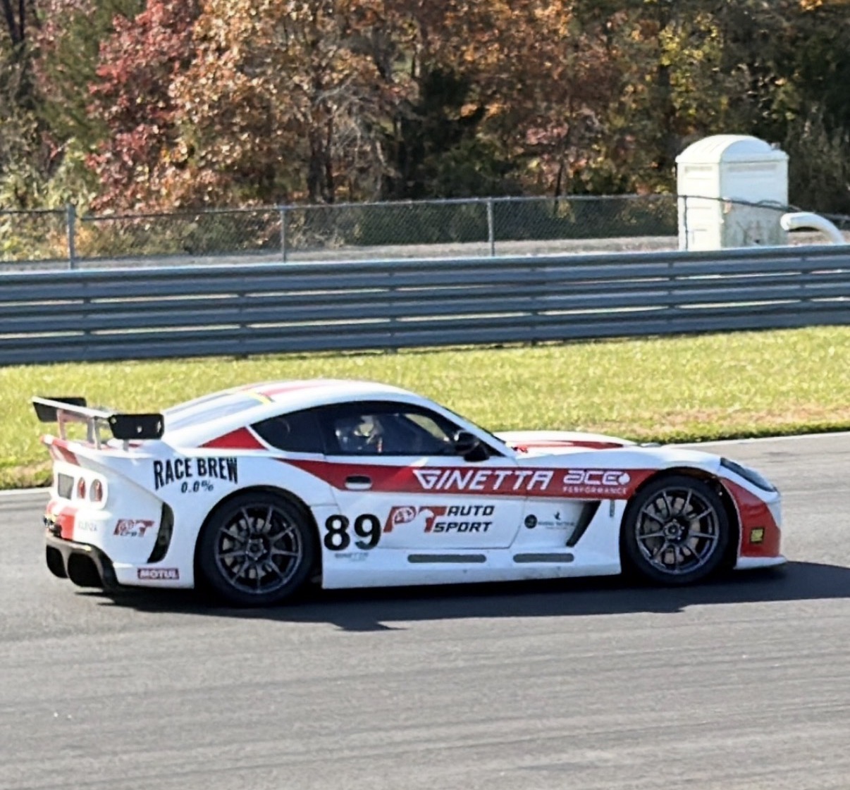 The No. 89 PT Auto Sport Ginetta G56 on track at New Jersey Motorsports Park